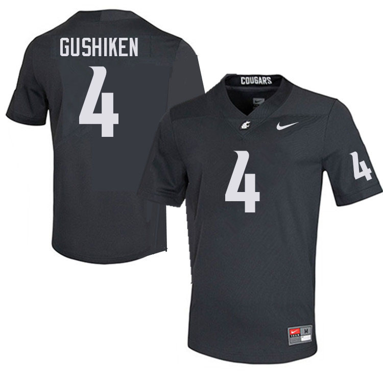 Men #4 Kapena Gushiken Washington State Cougars College Football Jerseys Stitched-Charcoal
